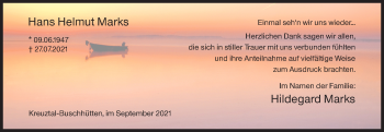 Traueranzeige von Hans Helmut Marks von Siegener Zeitung