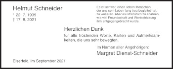 Traueranzeige von Helmut Schneider von Siegener Zeitung