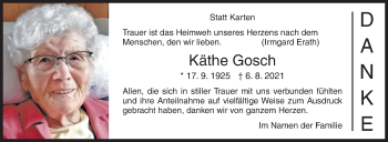 Traueranzeige von Käthe Gosch von Siegener Zeitung