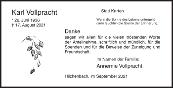 Traueranzeige von Karl Vollpracht von Siegener Zeitung
