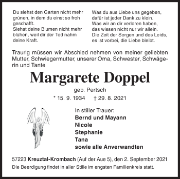 Traueranzeige von Margarete Doppel von Siegener Zeitung