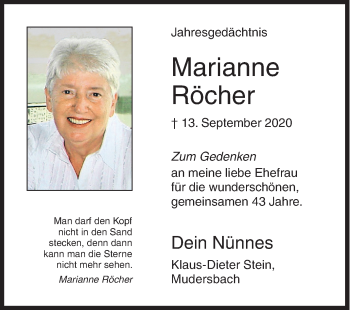 Traueranzeige von Marianne Röcher von Siegener Zeitung