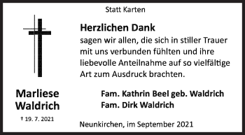 Traueranzeige von Marliese Waldrich von Siegener Zeitung