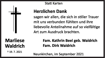 Traueranzeige von Marliese Waldrich von Siegener Zeitung