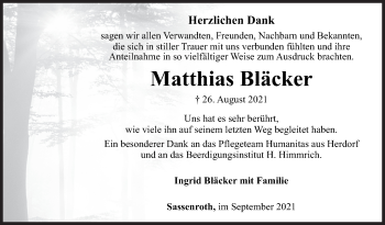 Traueranzeige von Matthias Bläcker von Siegener Zeitung