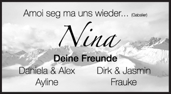 Traueranzeige von Janina Ahl von Siegener Zeitung