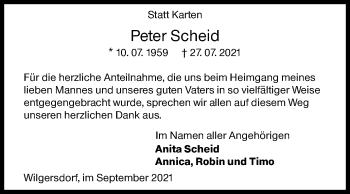 Traueranzeige von Peter Scheid von Siegener Zeitung