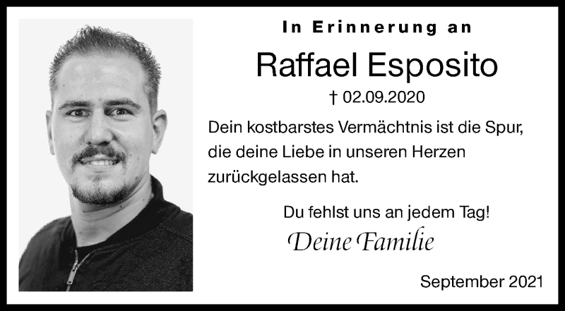  Traueranzeige für Raffael Esposito vom 02.09.2021 aus Siegener Zeitung