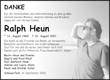Traueranzeige von Ralph Heun von Siegener Zeitung