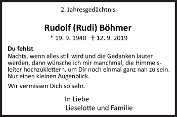 Traueranzeige von Rudolf Böhmer von Siegener Zeitung