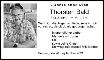 Traueranzeige von Thorsten Bald von Siegener Zeitung