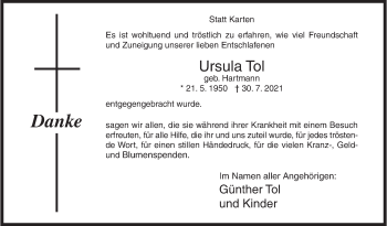 Traueranzeige von Ursula Tol von Siegener Zeitung