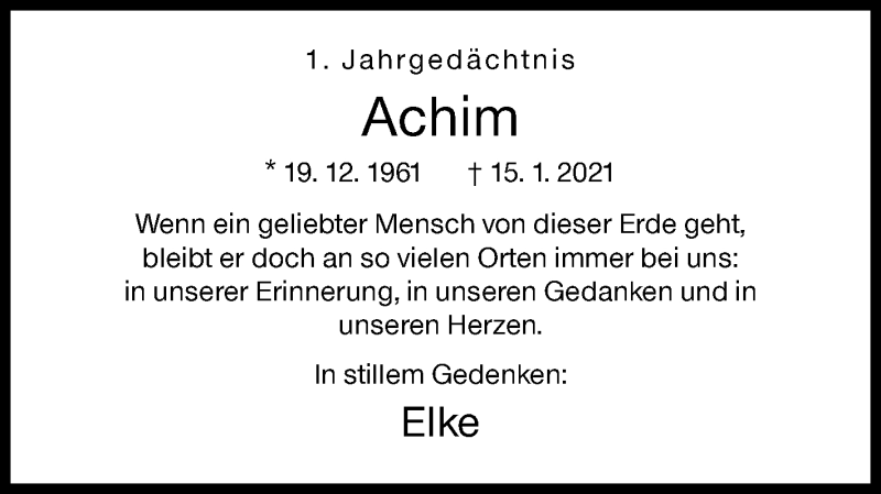  Traueranzeige für Achim Stumpe vom 15.01.2022 aus Siegener Zeitung
