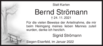 Traueranzeige von Bernd Strömann von Siegener Zeitung
