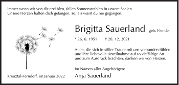 Traueranzeige von Brigitta Sauerland von Siegener Zeitung