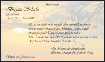 Traueranzeige von Brigitte Schäfer von Siegener Zeitung