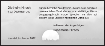 Traueranzeige von Diethelm Hirsch von Siegener Zeitung
