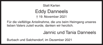 Traueranzeige von Eddy Danneels von Siegener Zeitung