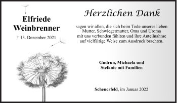 Traueranzeige von Elfriede Weinbrenner von Siegener Zeitung