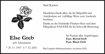Traueranzeige von Else Greb von Siegener Zeitung