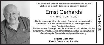 Traueranzeige von Ernst Gerhards von Siegener Zeitung