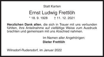 Traueranzeige von Ernst Ludwig Frettlöh von Siegener Zeitung