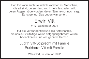 Traueranzeige von Erwin Vitt von Siegener Zeitung
