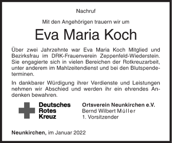 Traueranzeige von Eva Maria Koch von Siegener Zeitung