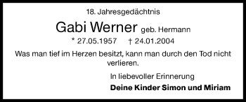 Traueranzeige von Gabi Werner von Siegener Zeitung