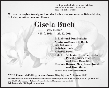 Traueranzeige von Gisela Buch von Siegener Zeitung