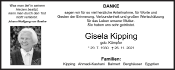 Traueranzeige von Gisela Kipping von Siegener Zeitung