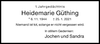 Traueranzeige von Heidemarie Güthing von Siegener Zeitung