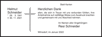 Traueranzeige von Helmut Schneider von Siegener Zeitung