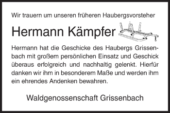 Traueranzeige von Hermann Kämpfer von Siegener Zeitung