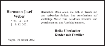 Traueranzeige von Hermann Josef Weber von Siegener Zeitung