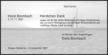 Traueranzeige von Horst Brombach von Siegener Zeitung