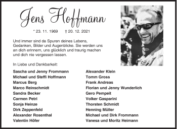 Traueranzeige von Jens Hoffmann von Siegener Zeitung