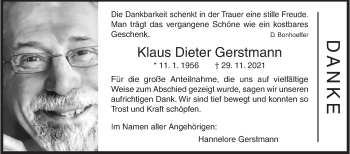 Traueranzeige von Klaus Dieter Gerstmann von Siegener Zeitung