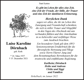 Traueranzeige von Luise Karoline Dörnbach von Siegener Zeitung