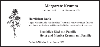 Traueranzeige von Margarete Krumm von Siegener Zeitung