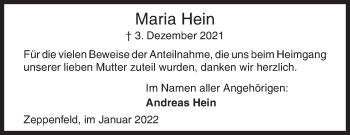 Traueranzeige von Maria Hein von Siegener Zeitung