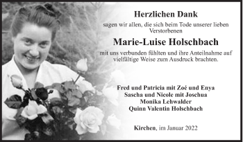 Traueranzeige von Marie-Luise Holschbach von Siegener Zeitung