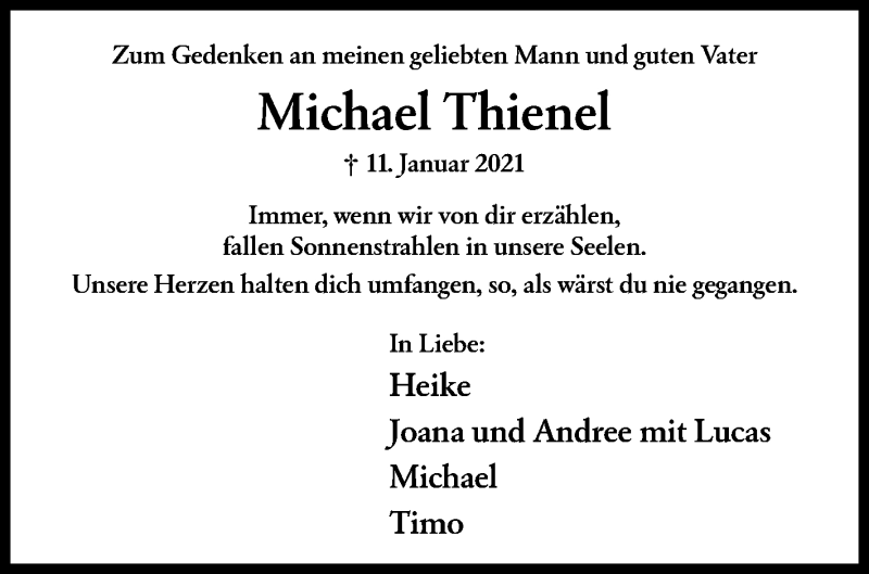  Traueranzeige für Michael Thienel vom 11.01.2022 aus Siegener Zeitung