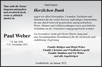 Traueranzeige von Paul Weber von Siegener Zeitung