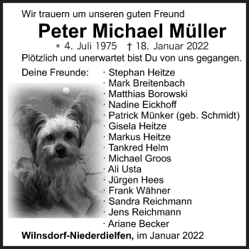 Traueranzeige von Peter Michael Müller von Siegener Zeitung