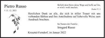 Traueranzeige von Pietro Russo von Siegener Zeitung