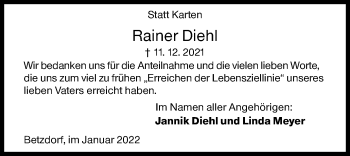 Traueranzeige von Rainer Diehl von Siegener Zeitung