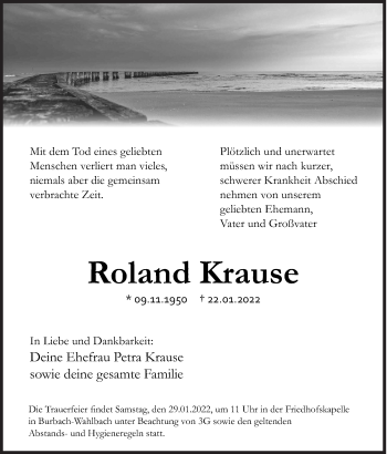 Traueranzeige von Roland Krause von Siegener Zeitung