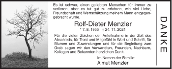 Traueranzeige von Rolf-Dieter Menzler von Siegener Zeitung