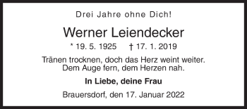 Traueranzeige von Werner Leiendecker von Siegener Zeitung